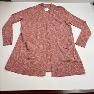Madewell Womens Size XS Marled Pink Summer Ryder Cardigan Open Front Pockets NEW